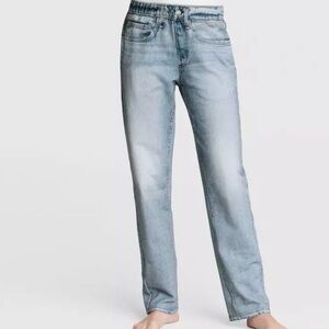 NWT Rag & Bone Miramar Straight Tulip Blue faux denim jeans large